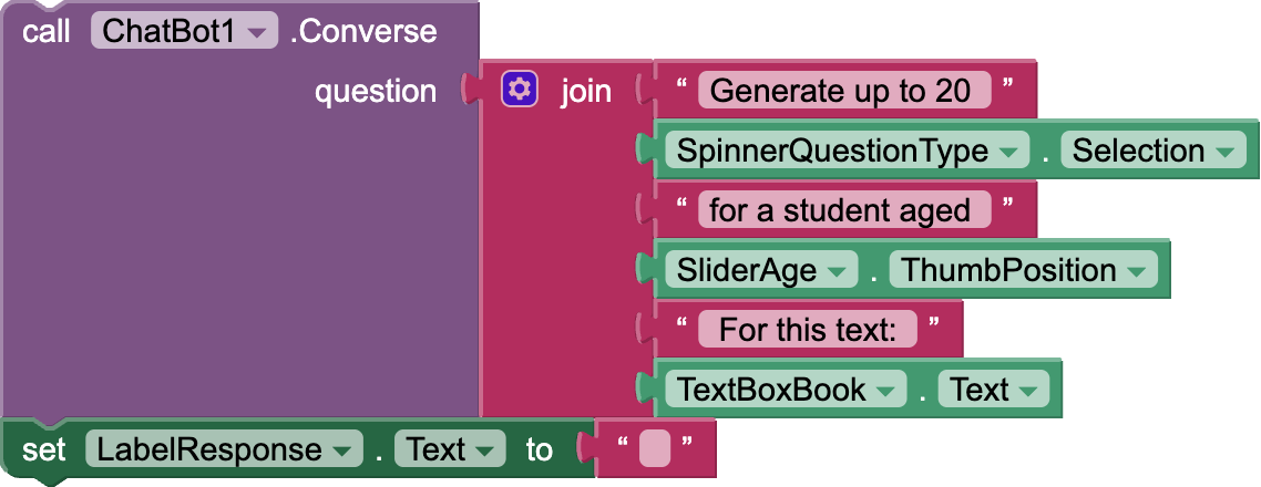 MapStarter ChatBot1.Converse blocks
