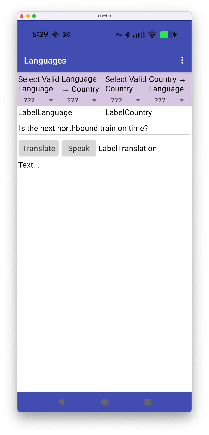 Languages screenshot